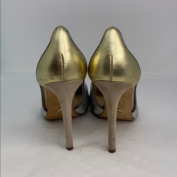 DVF Sz 8 Diane von Furstenberg Gold Silver Leather Pumps - Picture 8 of 10
